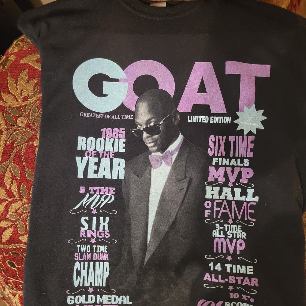 Black GOAT Graphic T-Shirt Matches Well With Air JORDAN 5 Grape
